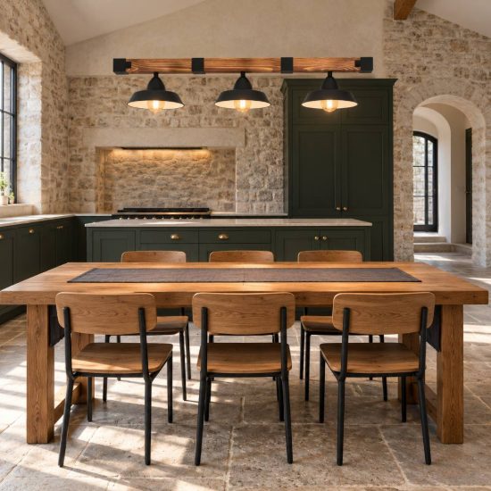 Eglo oldbury lampadario a sospensione 3 luci 118cm per cucina rustico nero e marrone