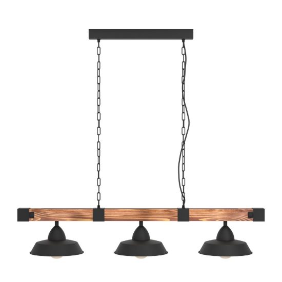 Eglo oldbury lampadario a sospensione 3 luci 118cm per cucina rustico nero e marrone