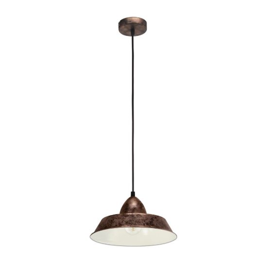 Eglo auckland lampadario a sospensione 26cm per cucina industriale rame anticato e bianco