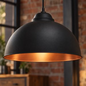 Eglo truro 2 lampadario a sospensione 37cm per cucina industriale nero e rame