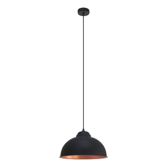 Eglo truro 2 lampadario a sospensione 37cm per cucina industriale nero e rame
