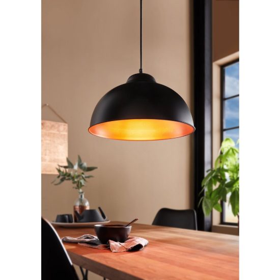 Eglo truro 2 lampadario a sospensione 37cm per cucina industriale nero e rame