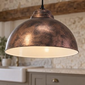Eglo truro 2 lampadario a sospensione 37cm per cucina vintage rame anticato e bianco