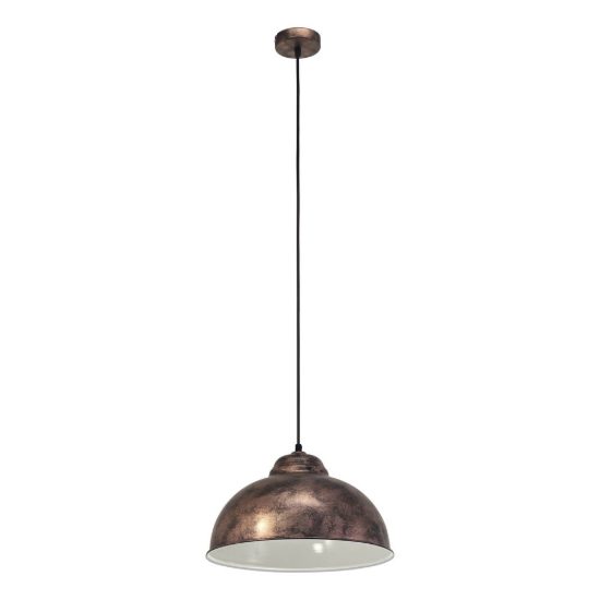 Eglo truro 2 lampadario a sospensione 37cm per cucina vintage rame anticato e bianco