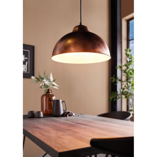 Eglo truro 2 lampadario a sospensione 37cm per cucina vintage rame anticato e bianco