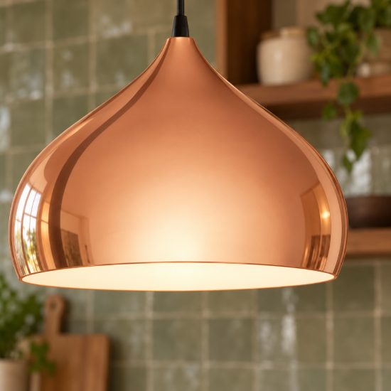 Eglo hapton lampadario a sospensione 29cm per cucina moderno rame e bianco