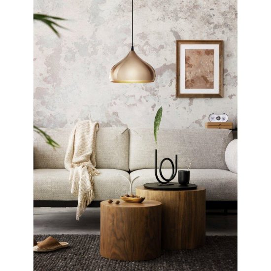 Eglo hapton lampadario a sospensione 29cm per cucina moderno rame e bianco