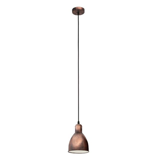 Eglo priddy 1 lampadario a sospensione 15,5cm per cucina moderno rame anticato e bianco