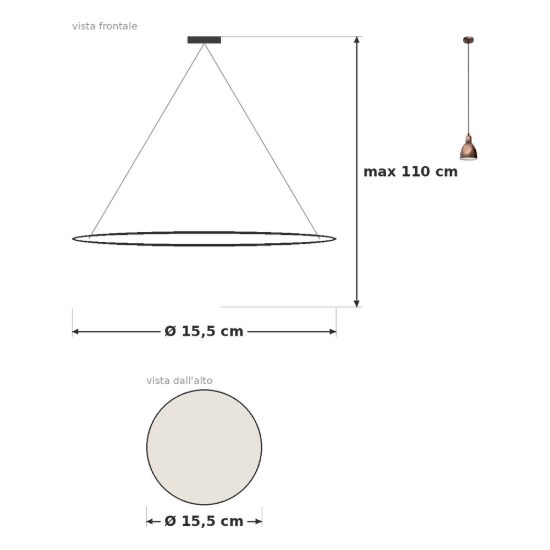 Eglo priddy 1 lampadario a sospensione 15,5cm per cucina moderno rame anticato e bianco