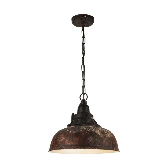 Eglo grantham 1 lampadario a sospensione 37cm per cucina vintage marrone e beige