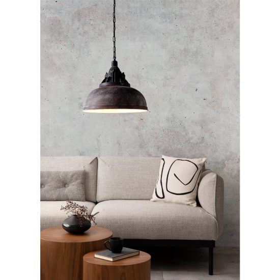Eglo grantham 1 lampadario a sospensione 37cm per cucina vintage marrone e beige