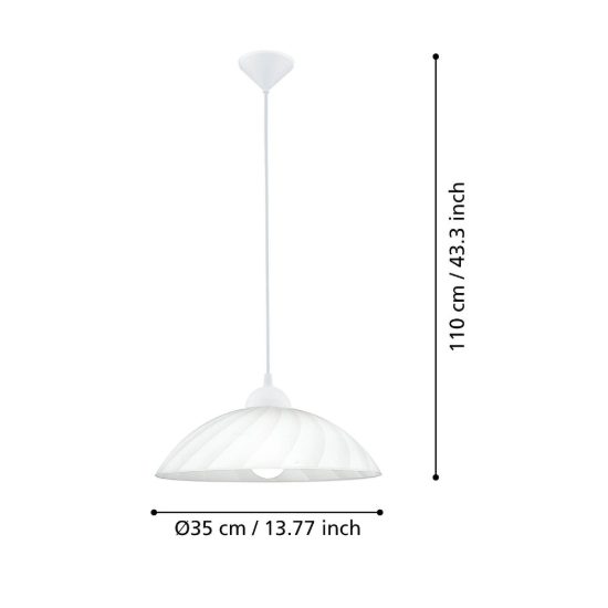 Eglo vetro lampadario 35cm per cucina moderno con vetro satinato bianco
