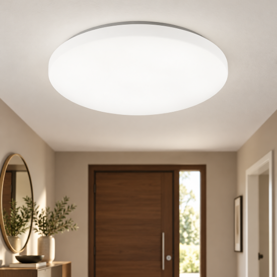 Plafoniera led 24w cct 3000k 5000k 33cm moderna tonda bianca