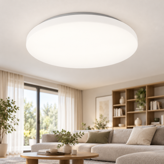 Plafoniera led 32w cct 3000k 5000k 38cm moderna tonda bianca