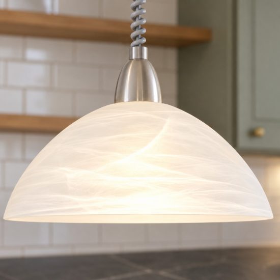 Eglo lord 2 lampadario a sospensione 36cm per cucina moderno grigio e nichel con vetro bianco