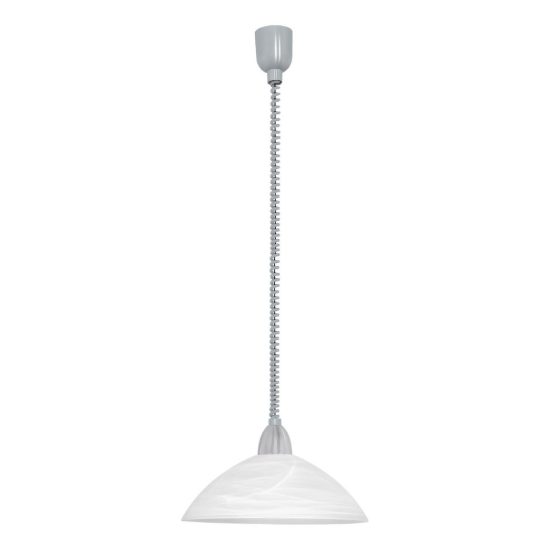 Eglo lord 2 lampadario a sospensione 36cm per cucina moderno grigio e nichel con vetro bianco