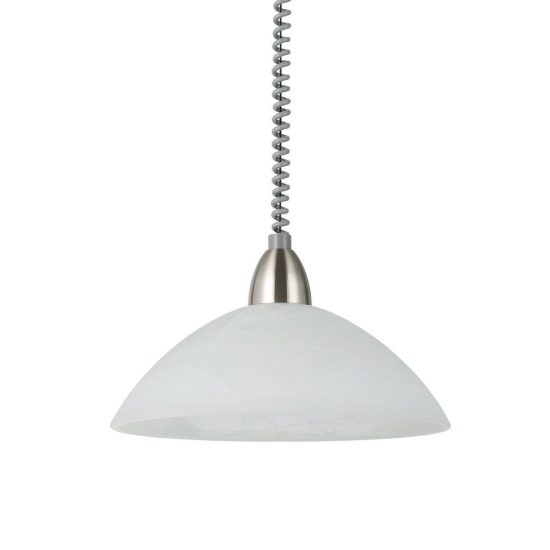 Eglo lord 2 lampadario a sospensione 36cm per cucina moderno grigio e nichel con vetro bianco