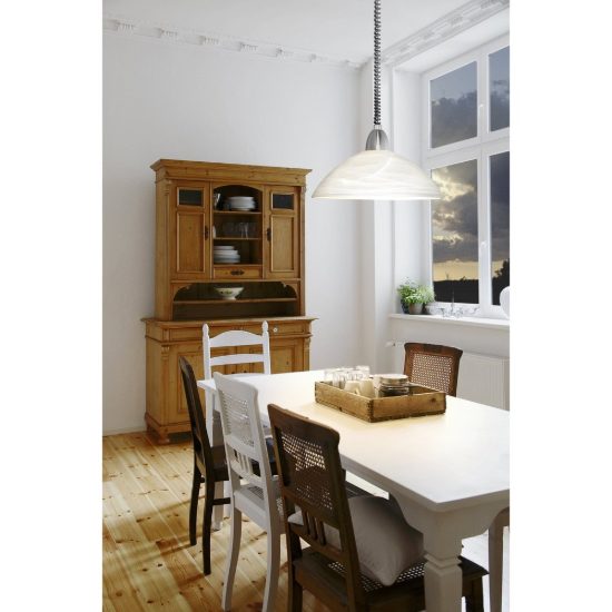 Eglo lord 2 lampadario a sospensione 36cm per cucina moderno grigio e nichel con vetro bianco