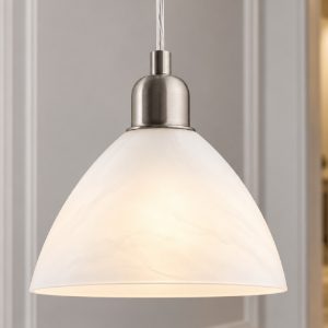 Eglo brenda lampada a sospensione 19,5cm per camera da letto moderna nichel con vetro bianco