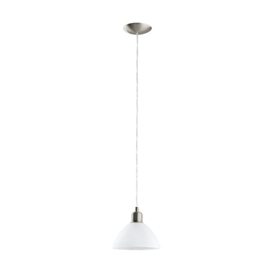 Eglo brenda lampada a sospensione 19,5cm per camera da letto moderna nichel con vetro bianco