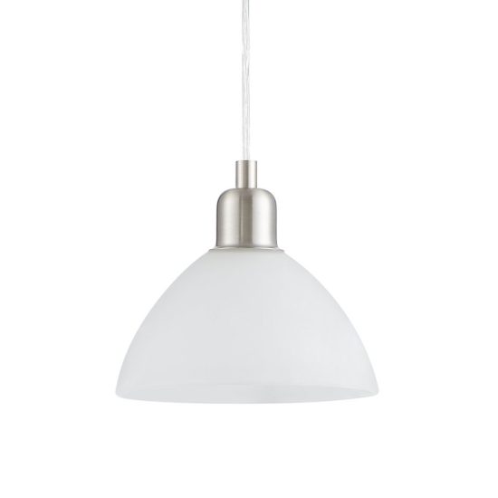 Eglo brenda lampada a sospensione 19,5cm per camera da letto moderna nichel con vetro bianco