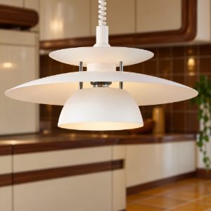 Eglo brenda lampadario a sospensione 43cm per cucina moderno bianco e cromo