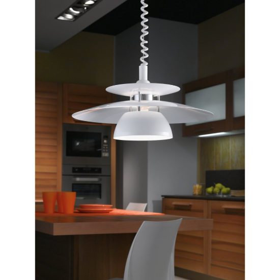 Eglo brenda lampadario a sospensione 43cm per cucina moderno bianco e cromo