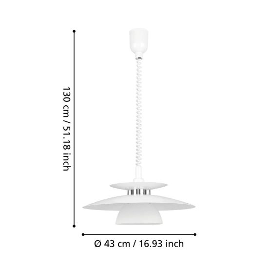 Eglo brenda lampadario a sospensione 43cm per cucina moderno bianco e cromo