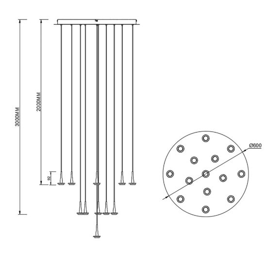 Lampadario a sospensione oro per sala da pranzo led 70w 3000k 60cm