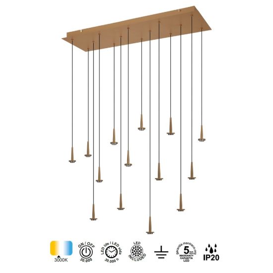 Lampadario moderno lineare oro per tavolo da pranzo led 70w 3000k