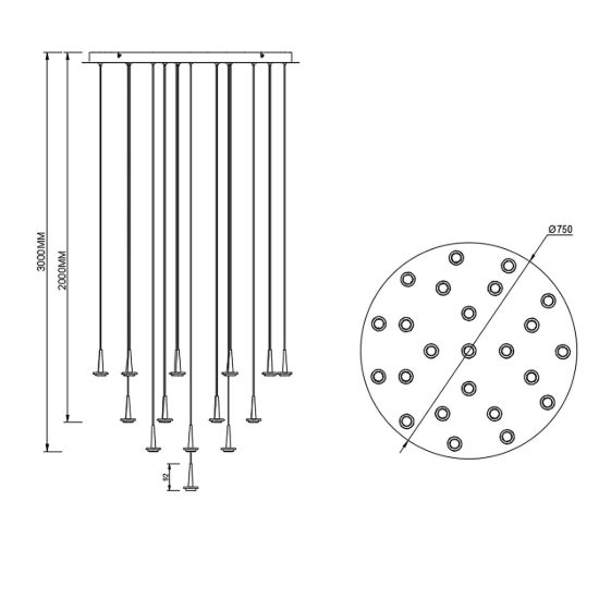 Grande lampadario a sospensione moderno oro per salotto led 120w 3000k 75cm
