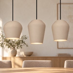 Eglo cambaito lampadario a sospensione 3 luci 89,5cm per cucina moderno sabbia