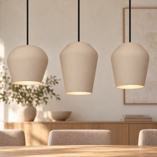 Eglo cambaito lampadario a sospensione 3 luci 89,5cm per cucina moderno sabbia