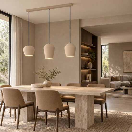 Eglo cambaito lampadario a sospensione 3 luci 89,5cm per cucina moderno sabbia