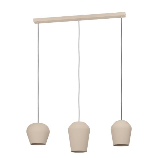 Eglo cambaito lampadario a sospensione 3 luci 89,5cm per cucina moderno sabbia