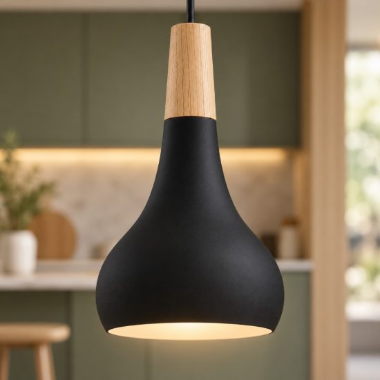 Eglo sabinar lampada a sospensione 18cm per camera da letto moderna nera e marrone