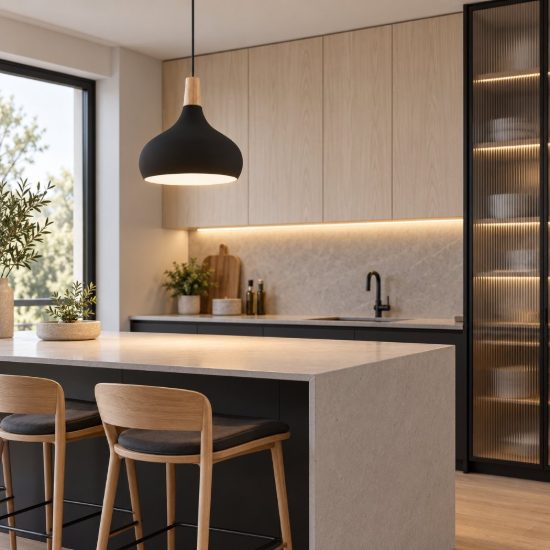 Eglo sabinar lampadario a sospensione 28cm per cucina moderno nero e marrone