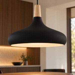 Eglo sabinar lampadario a sospensione 40cm per cucina moderno nero e marrone