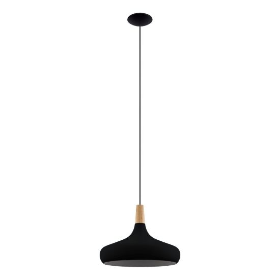 Eglo sabinar lampadario a sospensione 40cm per cucina moderno nero e marrone