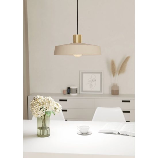 Eglo valdiola lampadario a sospensione 36cm per ingresso moderno sabbia e ottone spazzolato