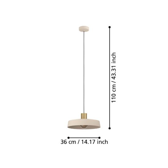 Eglo valdiola lampadario a sospensione 36cm per ingresso moderno sabbia e ottone spazzolato