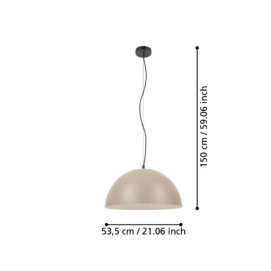 Eglo gaetano 1 lampadario a sospensione 53,5cm per cucina moderno nero e sabbia