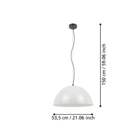 Eglo gaetano 1 lampadario a sospensione 53,5cm per cucina moderno nero e grigio