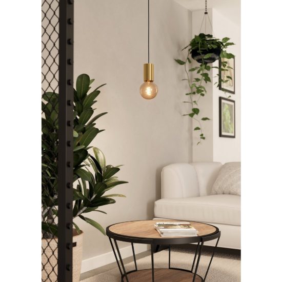 Eglo pozueta 1 lampada a sospensione 6,5cm per camera da letto moderna ottone spazzolato
