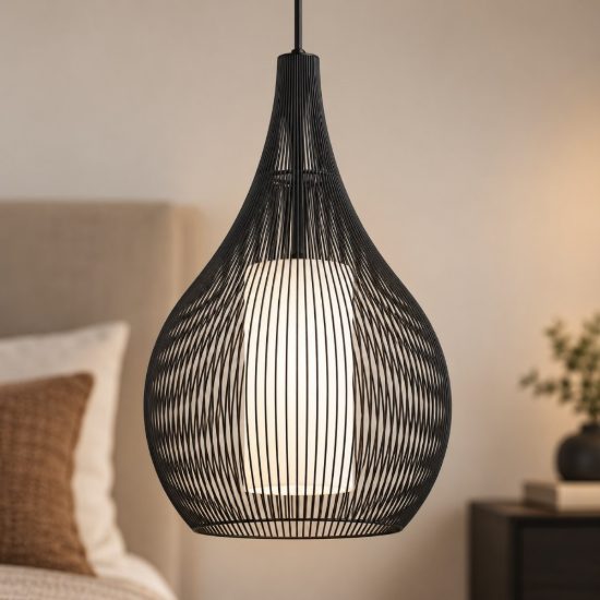 Eglo razoni 1 lampadario a sospensione 32,5cm per ingresso moderno nero e bianco