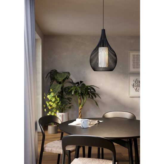 Eglo razoni 1 lampadario a sospensione 32,5cm per ingresso moderno nero e bianco