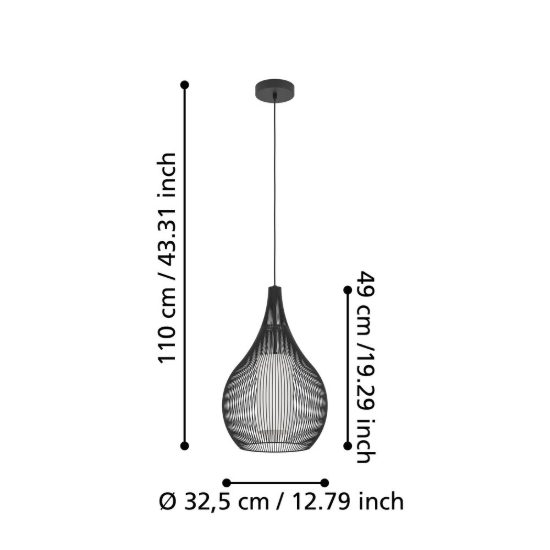 Eglo razoni 1 lampadario a sospensione 32,5cm per ingresso moderno nero e bianco