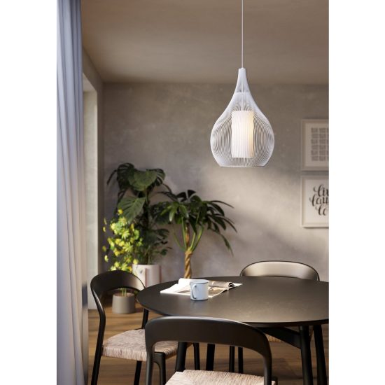 Eglo razoni 1 lampadario a sospensione 32,5cm per ingresso moderno bianco