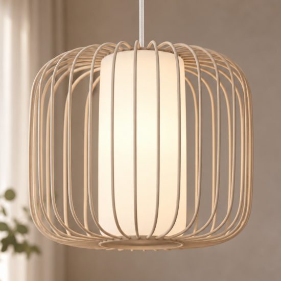 Eglo terrarosa lampada a sospensione 28,5cm per sala da pranzo moderna sabbia e bianca