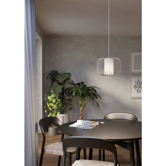 Eglo terrarosa lampada a sospensione 28,5cm per sala da pranzo moderna sabbia e bianca